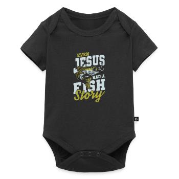 Jesus Fisch Story - Baby Premium Kurzarmbody - Schwarz - Vorne