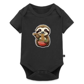 Bébé paresseux mangeant des ramen - Body à manches courtes Premium Bébé - noir - Devant
