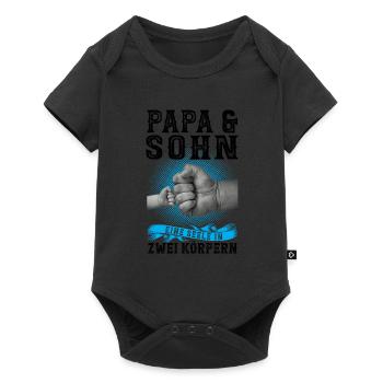 Papa & Sohn Familie Sohn Geschenk - Baby Premium Kurzarmbody - Schwarz - Vorne