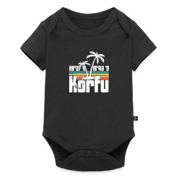 Griechische Flagge Balkan Athen Hellenisch Korfu - Baby Premium Kurzarmbody - Schwarz - Vorne