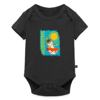 Kasachstan Flagge National Herkunft Katze Jurte - Baby Premium Kurzarmbody - Schwarz - Vorne