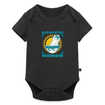 Kasachisch Flagge National Normaden Adler - Baby Premium Kurzarmbody - Schwarz - Vorne