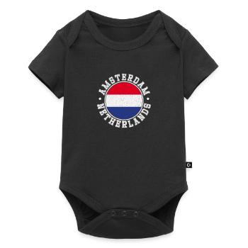 Niederlande Flagge Landesfarben Herkunft - Baby Premium Kurzarmbody - Schwarz - Vorne
