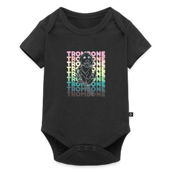 Hund Blechbläser Posaune Musiker Orchester - Baby Premium Kurzarmbody - Schwarz - Vorne
