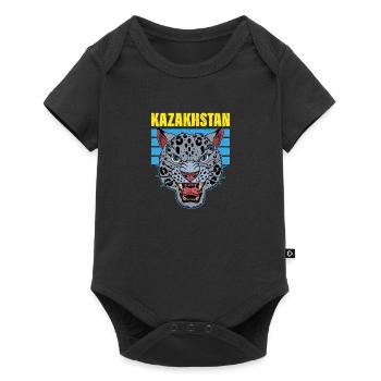 Republik Kasachstan Asien Schneeleopard - Baby Premium Kurzarmbody - Schwarz - Vorne