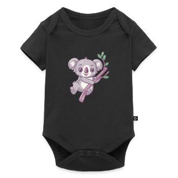 glücklicher Koalabär Koala - Baby Premium Kurzarmbody - Schwarz - Vorne