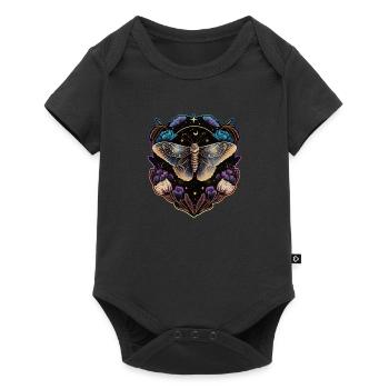 Moth, papillon de nuit, fleurs, lune, gothique, wicca - Body à manches courtes Premium Bébé - noir - Devant