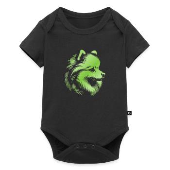 Poméranie, Poméranien, Tête De Chien, Dessin Vert - Body à manches courtes Premium Bébé - noir - Devant