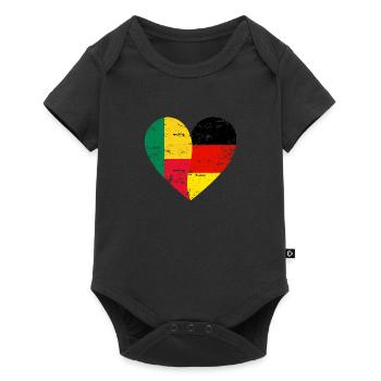 Bénin Allemagne Flag Heart - Body à manches courtes Premium Bébé - noir - Devant