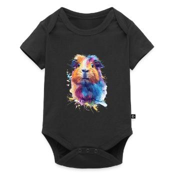 Buntes Hipster-Meerschweinchen - Baby Premium Kurzarmbody - Schwarz - Vorne