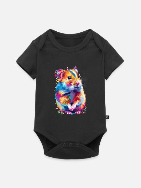 Niedlicher Hamster Regenbogenfarben - Baby Premium Kurzarmbody - Schwarz