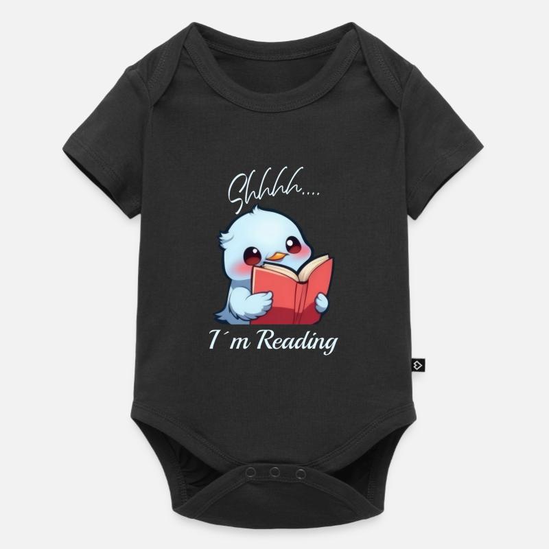 Vogel mit Buch - Baby Premium Kurzarmbody - Schwarz