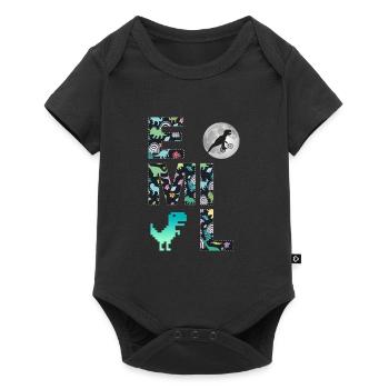 EMIL - Beautiful boy name with dinosaur - Baby Premium short-sleeve bodysuit - black - Front