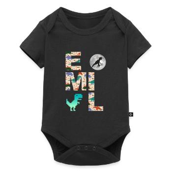 EMIL - Beautiful boy name with dinosaur - Baby Premium short-sleeve bodysuit - black - Front