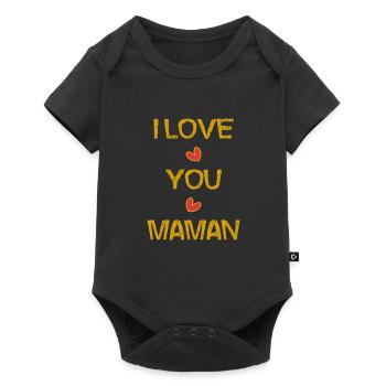 I LOVE. I LOVE YOU. MAMAN. FÊTE DES MÈRES. COEUR - Body à manches courtes Premium Bébé - noir - Devant