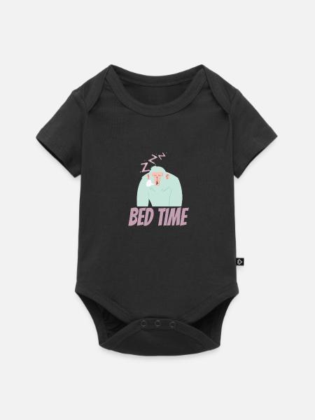 Bed Time, Schlafenszeit - Baby Premium Kurzarmbody - Schwarz