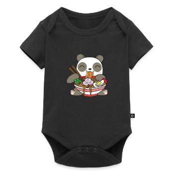 Panda Eating Ramen - Baby Premium short-sleeve bodysuit - black - Front