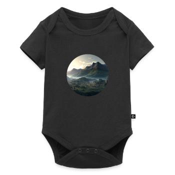 Beautiful mountain landscape in the fog - Baby Premium short-sleeve bodysuit - black - Front