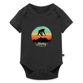Monkey Vintage Animals Retro Sunset - Baby Premium short-sleeve bodysuit - black - Front