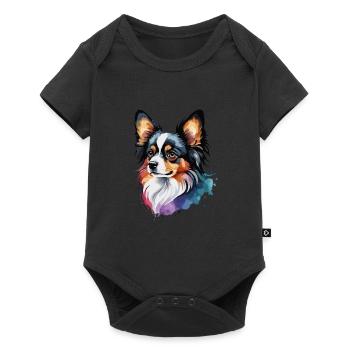 Papillon Dog Cute Cute Watercolor Colorful - Baby Premium short-sleeve bodysuit - black - Front