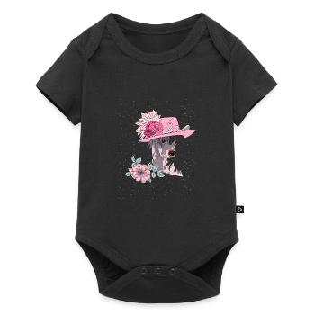 Chinese crested with hat - Baby Premium short-sleeve bodysuit - black - Front