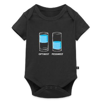 Optimist - Pessimist, Glas gefüllt - Baby Premium Kurzarmbody - Schwarz - Vorne