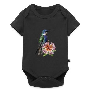 Mignon colibri avec fleur - Body à manches courtes Premium Bébé - noir - Devant