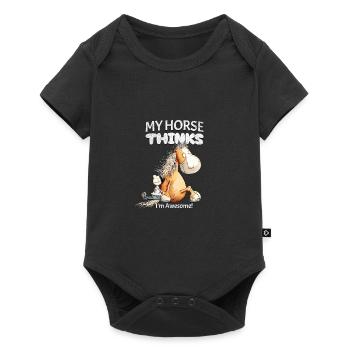 Horse Saying with Horse Motif My Horse Thinks - Baby Premium short-sleeve bodysuit - black - Front