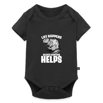 Life Happens Funny Beaver Hunting Season For - Baby Premium short-sleeve bodysuit - black - Front