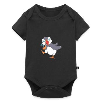 Papageientaucher Puffin - Baby Premium Kurzarmbody - Schwarz - Vorne
