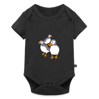 Papageientaucher Puffin - Baby Premium Kurzarmbody - Schwarz - Vorne