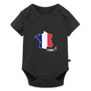 France Flag Map Outline - Baby Premium short-sleeve bodysuit - black - Front