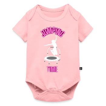 Jumping Time Fitnesstrampolin Trampolinspringen - Baby Premium Kurzarmbody - Rosa - Vorne