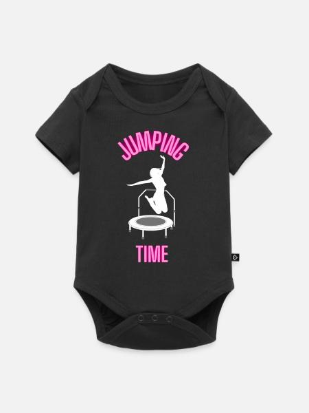 Jumping Time Fitnesstrampolin Trampolinspringen - Baby Premium Kurzarmbody - Schwarz