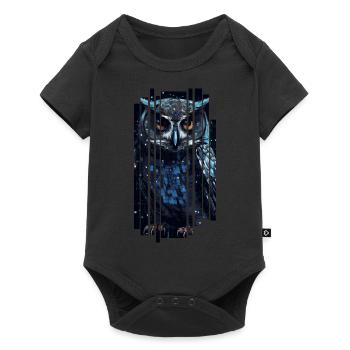 Süße Cyber-Eule - Baby Premium Kurzarmbody - Schwarz - Vorne
