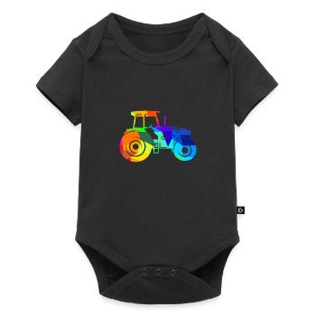 tracteur arc-en-ciel polygone véhicule agricole - Body à manches courtes Premium Bébé - noir - Devant