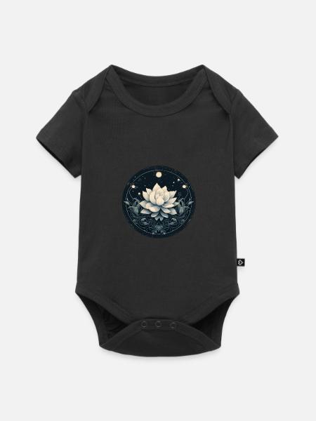 Lotusblüte - Baby Premium Kurzarmbody - Schwarz