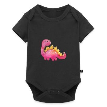 Jolie fille en relief 3D avec dinosaures rose - Body à manches courtes Premium Bébé - noir - Devant