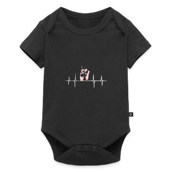 Ballet EKG Heartbeat Ballet Chaussures Danse - Body à manches courtes Premium Bébé - noir - Devant