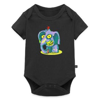 Bunter Elefant - Baby Premium Kurzarmbody - Schwarz - Vorne