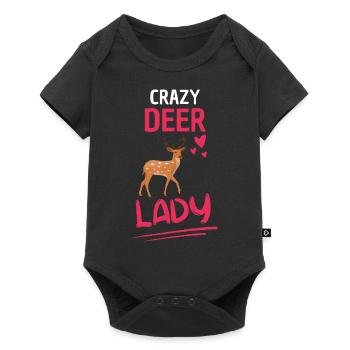 Crazy Deer Lady Forest Animal Gift Deer - Baby Premium short-sleeve bodysuit - black - Front