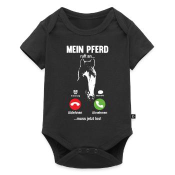 Mein Pferd Ruft An Ich Muss Los Reiterin - Baby Premium Kurzarmbody - Schwarz - Vorne