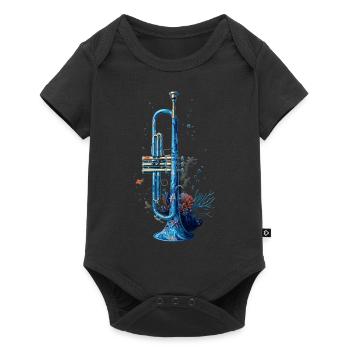 Fish Trumpet - Baby Premium short-sleeve bodysuit - black - Front