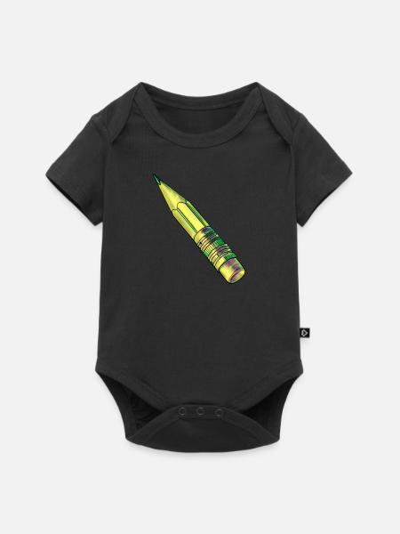 Bleistift gelb - Baby Premium Kurzarmbody - Schwarz
