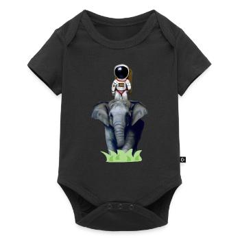 Un astronaute à l’aventure à dos d’éléphant - Body à manches courtes Premium Bébé - noir - Devant