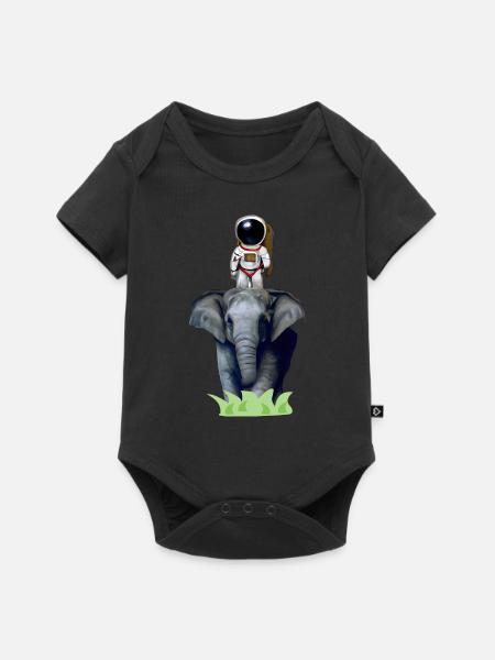 Astronaut auf Elefanten-Abenteuer - Baby Premium Kurzarmbody - Schwarz