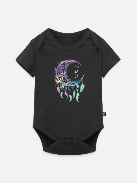 Capteur de rêves, Lune, Wicca, Gothique, Tarot, Tribal - Body à manches courtes Premium Bébé - noir