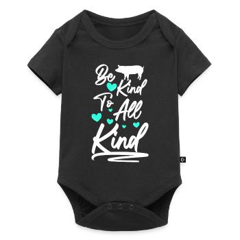Vegan Tierschutz Lifestyle Tiere - Baby Premium Kurzarmbody - Schwarz - Vorne
