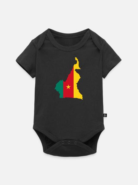 Cameroun carte drapeau drapeau - Body à manches courtes Premium Bébé - noir