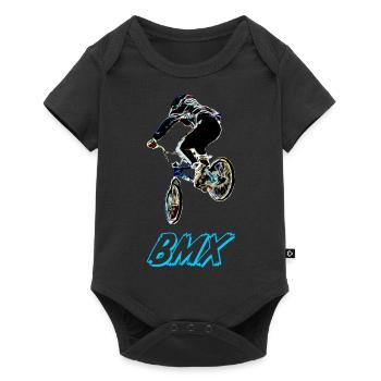 BMX Race Racing Mountainbike Motocross - Baby Premium Kurzarmbody - Schwarz - Vorne